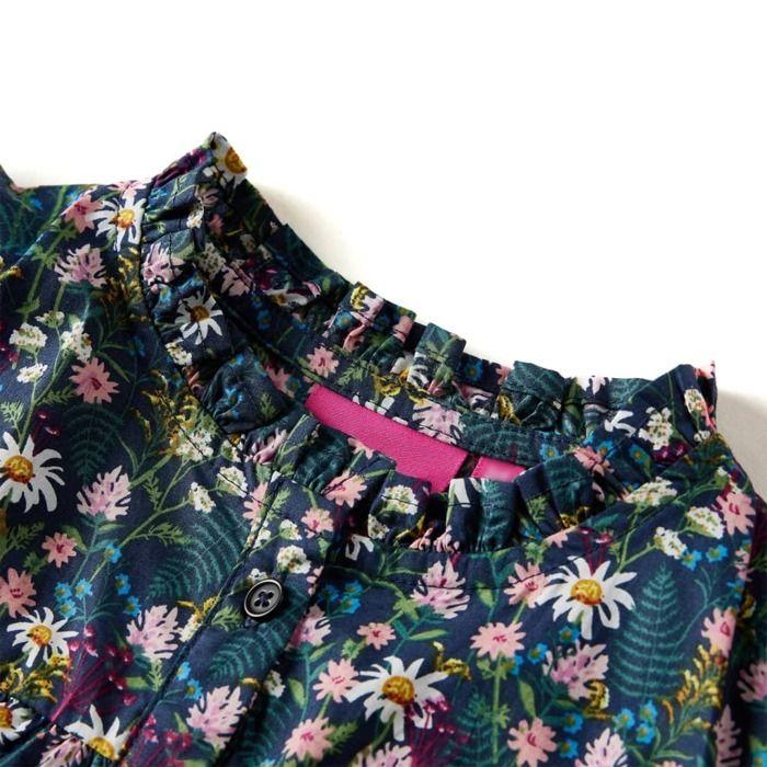 Robe - vidaXL - Robe manches longues - 100% Lyocell - Imprimé floral - Taille 116 (5-6 ans)