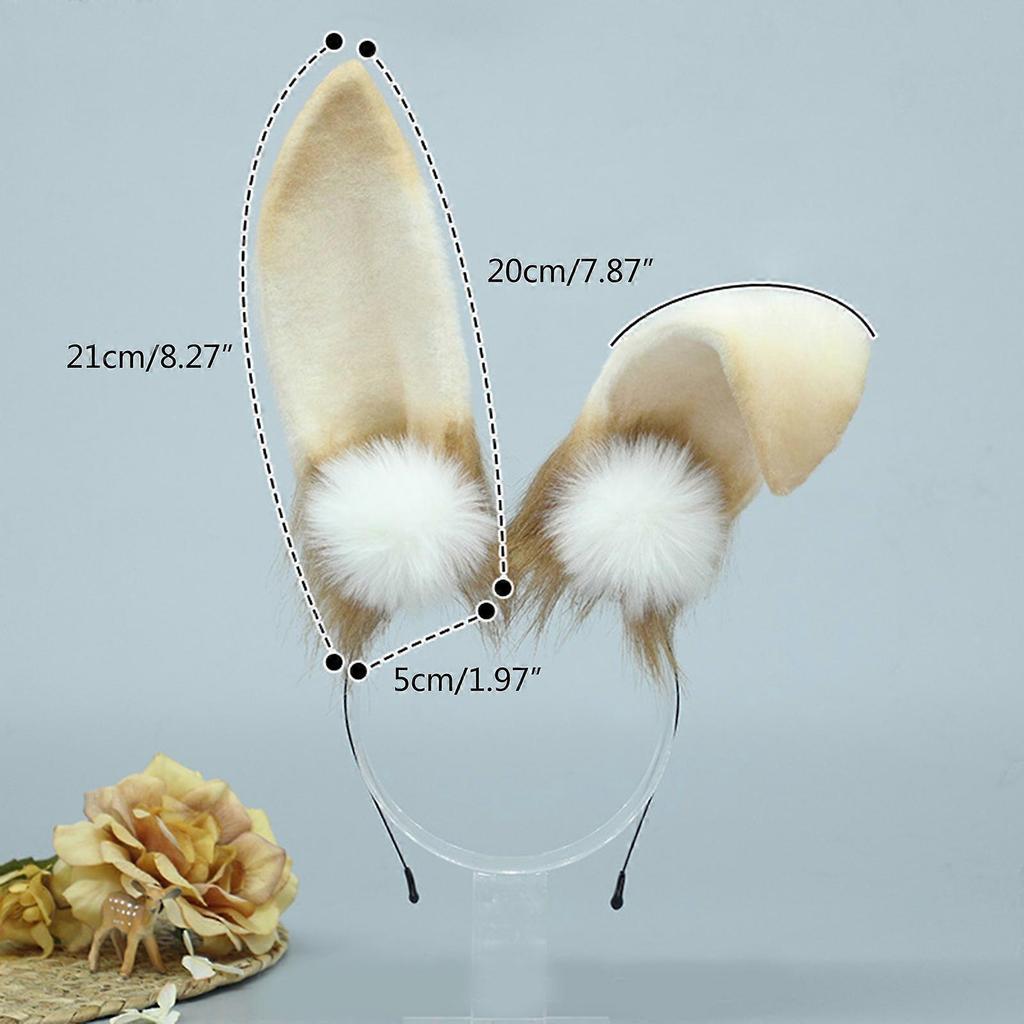 Plush Rabbit Ear Easter Headband Anime Maid Hairhoop Cosplay Costume Halloween Party Headdress Girl Comics Show Headwear