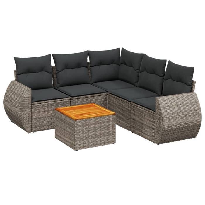 VidaXL Garden Lounge Set with Cushions 6 Pcs, Patio Sofas, Patio Furniture Set, Outdoor Furniture, Grey 3225003