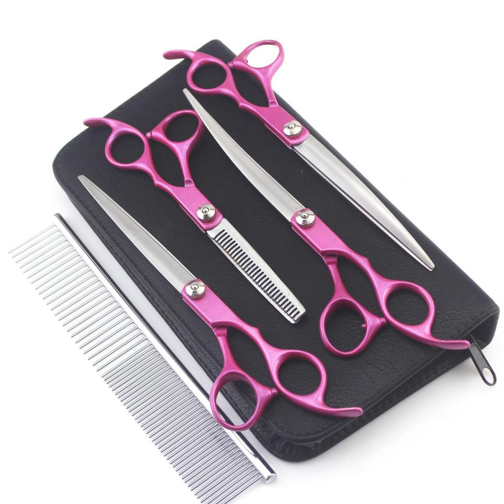 7-Inch Pet Grooming Scissors Set, 4-Piece Color Pattern with Separate Handle