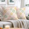 Pastel Daisy Throw Pillow Covers 18x18 Set of 2 | Decorative Cushion Cases for Couch Sofa Bed | Floral Pillowcases Decor for Living Room | Hidden