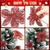 5Pcs 13cm Glitter Christmas Decoration Artificial Flowers Xmas Tree Ornament for New Year Navidad Home Decor Garland Accessories