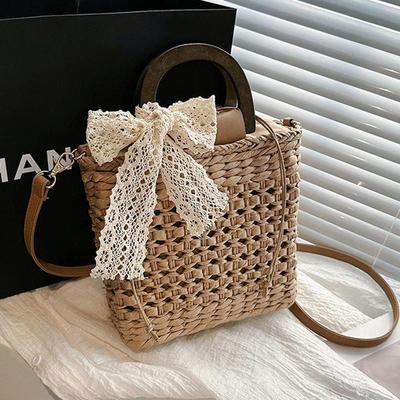 Sac de paille d'été femmes bohème paille sac de plage sac à poignée décontracté grande capacité C rossbody sac à main dame sac à main