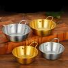 Round Rice Wine Bowl with Handle Stainless Steel Household Food Sauce Bowls Cups Tableware Dinnerware Kitchen Utensils