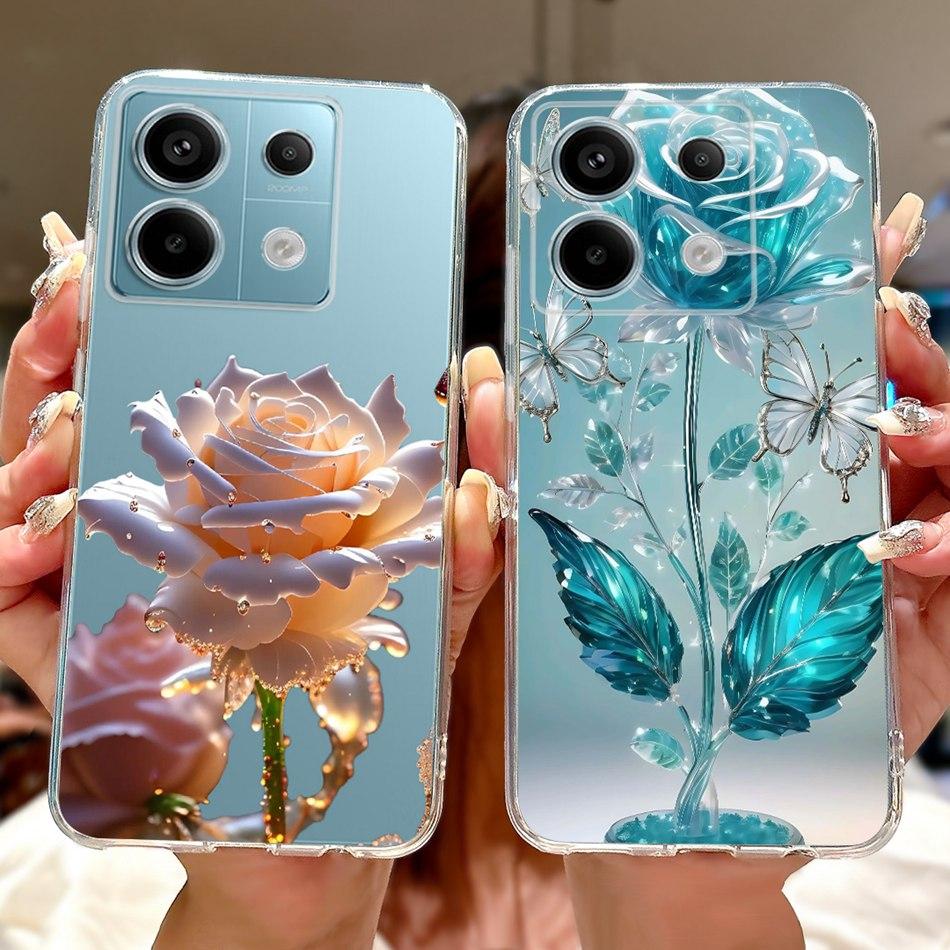 For Xiaomi Poco X6 Pro PocoX6 Elegant Floral Butterfly Phone Case For Poco X 6 X6Pro Soft Silicone TPU Cases