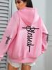 Damen Freizeit Hoodies Damen Gesegneter Briefdruck Sweatshirts Harajuku Hip Hop Streetwear Lässige Mode Fleece Sportbekleidung Kleidung