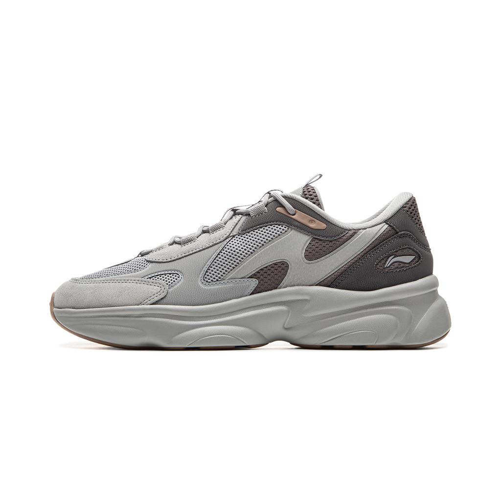 Li Ning Nai Ye 2.0 Comfortable Versatile Thick Sole Height Increasing Wear Resistant Non Slip Low Top Casual Shoes Men Casual Shoes Gray AGCU355-1