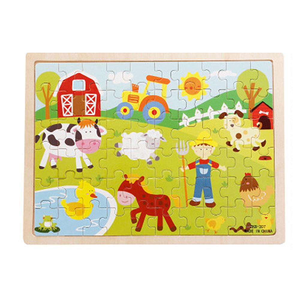 Kids Wooden Cartoon Cognitive Puzzle Baby Colorful Educational Toy For Toddler