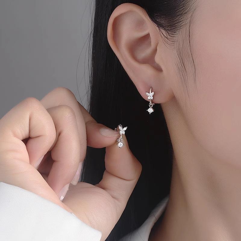 925 Sterling Silver Butterfly Zircon Ring Earrings For Women Piercing Luxury High Quality Elegant Jewelry Trend 2025 Money 925