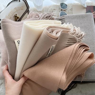 Winterschal Damen Luxus Herbst Winter Kaschmirschal Verdickter Warmer Schal Klassische Fransen Flauschiger Schal Einfarbiges Cape Foulard