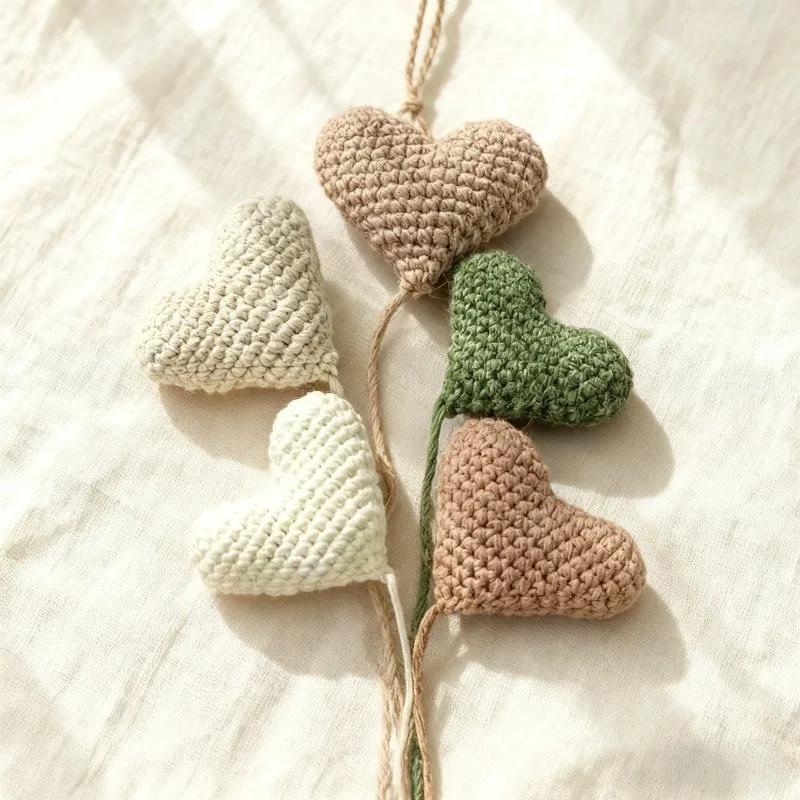 Love Filled Cotton Peach Heart Props - Handmade Crochet Yarn Accessories Practical for Studio & Baby Photography Auxiliary Use