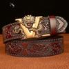 Carved Alloy Buckle Automatic Buckle Trouser Belt Genuine Leather Men's Belt Casual All-match Belt