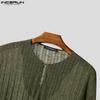 INCERUN Men Crew Neck Long Sleeve Semi-Sheer Thin Casual Tops T-shirts