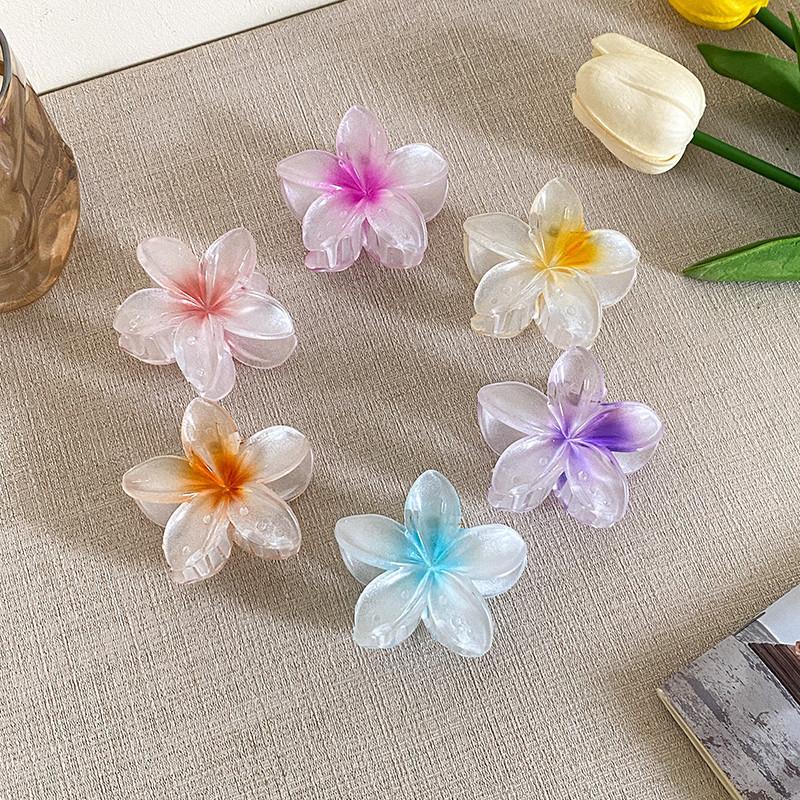 6cm Acryl Farbverlauf Frangipani Haarspange Damen Koreanisch Süß Haifischclip Haaraccessoires