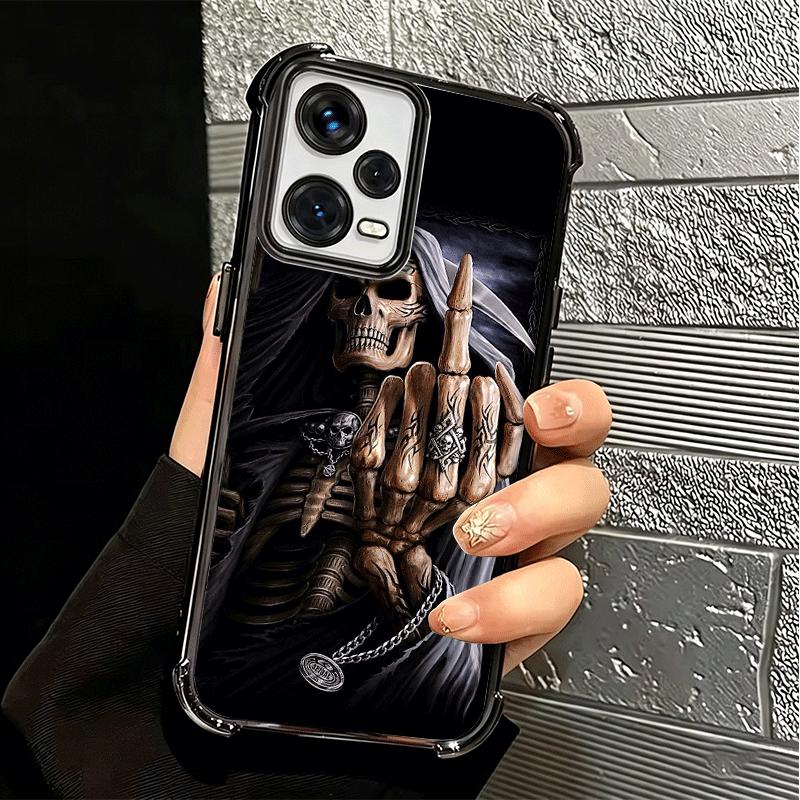 Grim Reaper Skeleton Funny Style Plating Phone Case For Xiaomi Redmi Note 14 15 Pro Plus 13 12 11 11S 11T 10 9S 9 5G Anti-Fall A