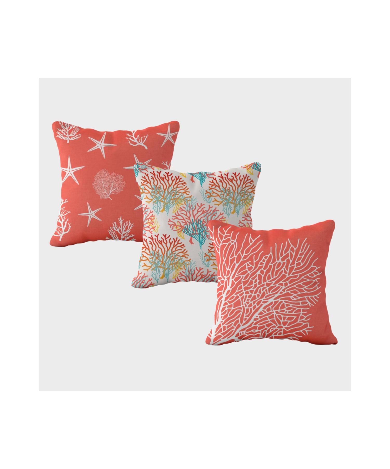

Набор из 3 предметов морского кораллового бирюзового цвета, специальный дизайн, двусторонний узор, 43x43 см, набор наволочек