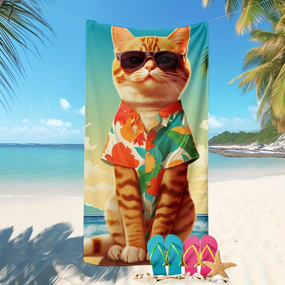 

Creative Cat Pattern Beach Towel, Soft Absorbent Sand-Free for Beach Pool Travel W40*H60(CM)