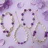 Women's Amethyst & Freshwater Pearl Adjustable Bracelet – Light Luxury Crystal Design