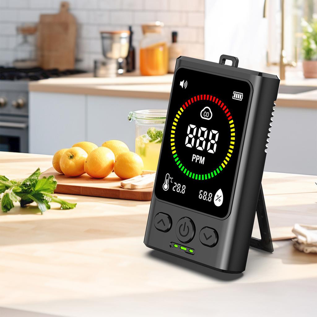 3 in 1 Carbon Monoxide Detector Rechargeable CO Alarm Detector with LCD Display for Home Travel Hotel Indoor