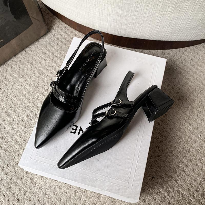 

Летние босоножки Босоножки с закрытым носком для женщин Туфли с квадратным носком Модные босоножки на низком каблуке Zapatos De Mujer 38