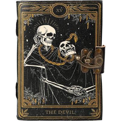 Book of Spells Leather Bound Journal Deckle Edge Paper Grimoire Printed Diary