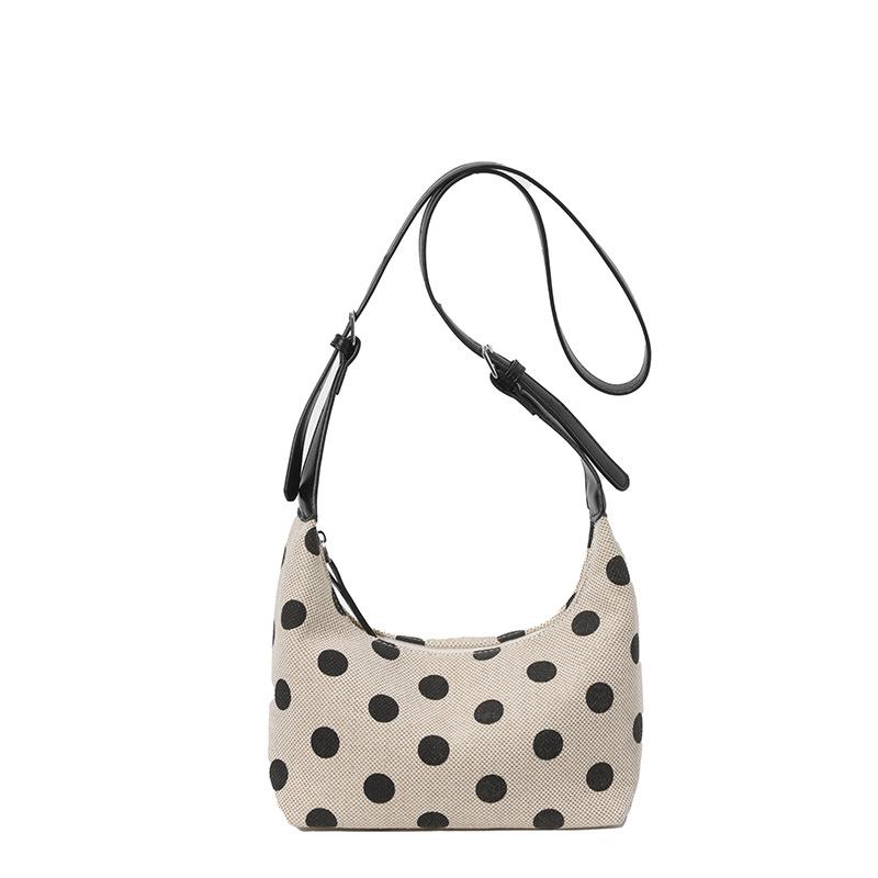 2024 Women's High-End Retro Polka Dot Tote Bag - Large Capacity, Trendy Casual Handheld Underarm Bag