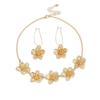 Elegant Retro Pleated Flower Pendant Collarbone Necklace