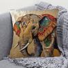 2D Flat- Bohemian Luxury Elephant Print Throw Pillow Cover Vintage Gold Texture Decorative Cushion Case