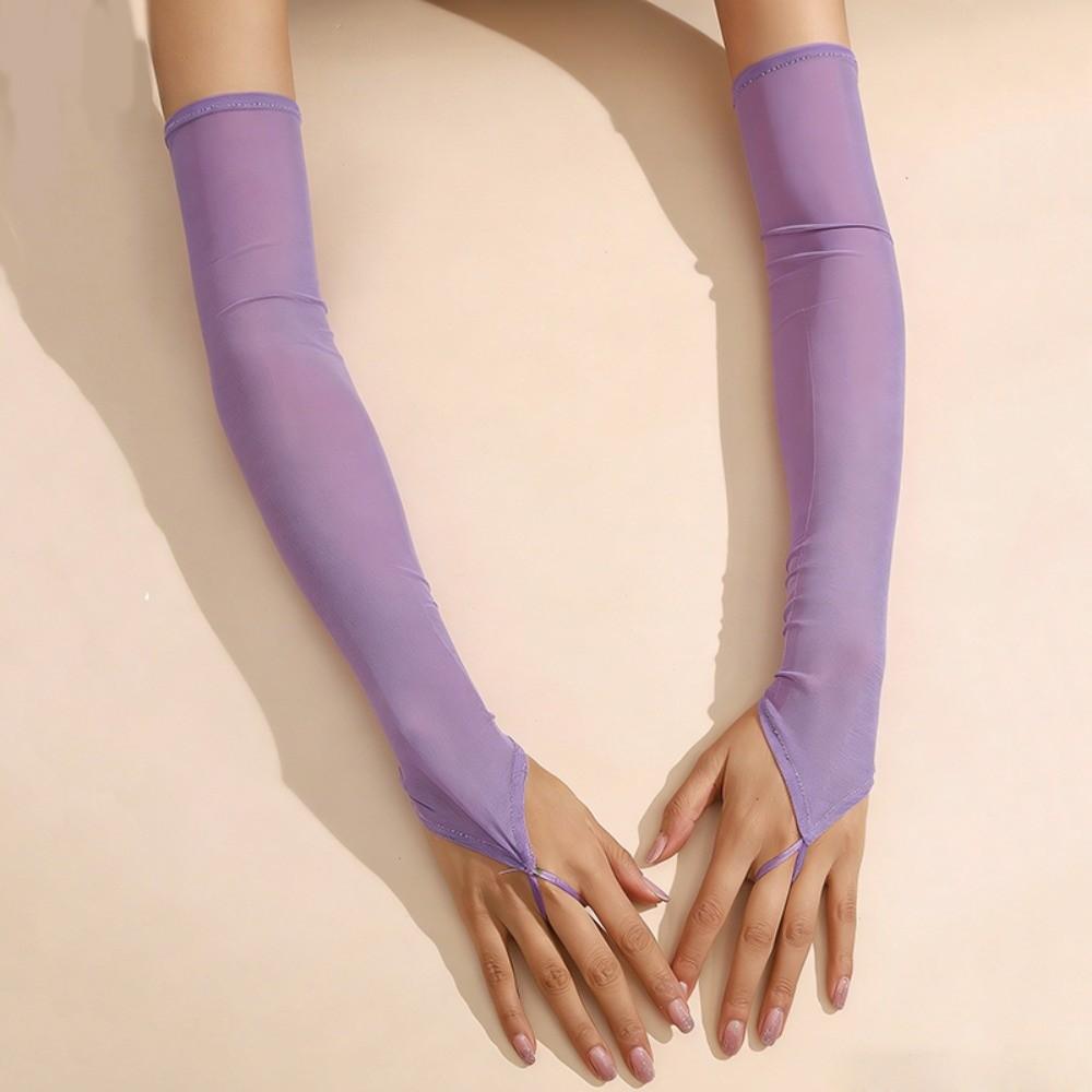 50cm Sun Protection Women Gloves Stretchy Sheer Mesh Gloves Fashion Long Fingerless Gloves  Wedding