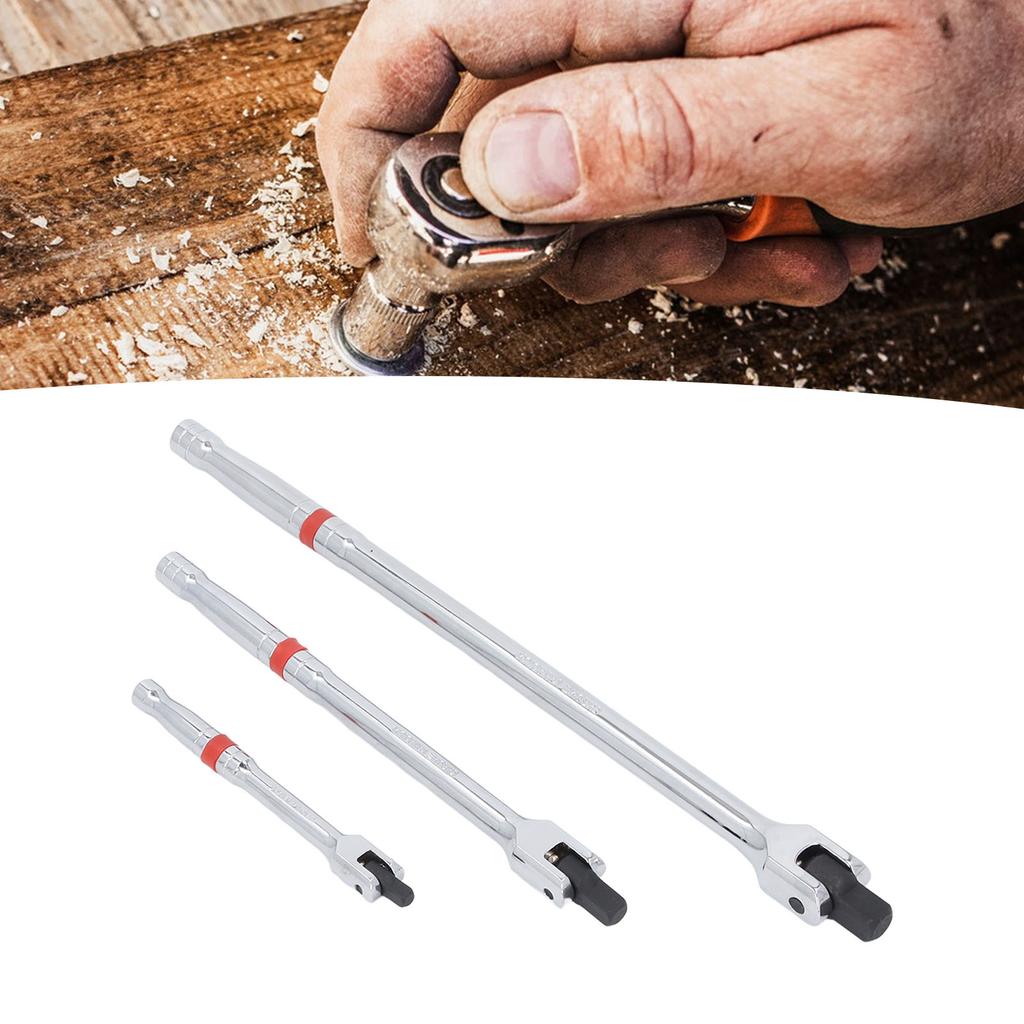 Set of 3 Wrench 1Celsius4 Inch 3Celsius8 Inch 1Celsius2 Inch Head Extensions Rotating Socket Wrench, Made of High Quality 45# St
