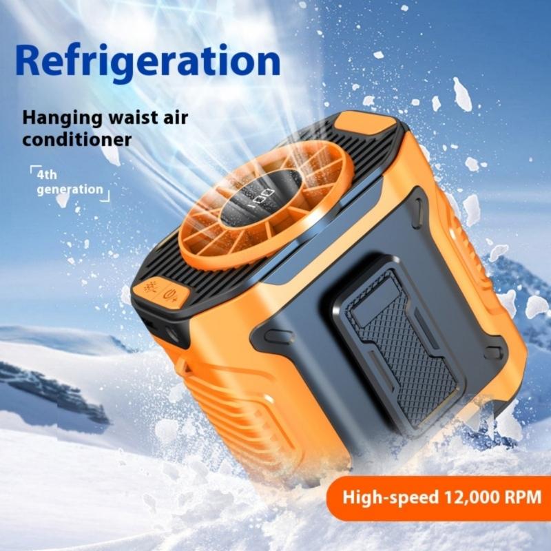 Portable Handsfree Waist Clip Fan With Rechargeable Battery And Builts In LED Light For Outdoor Activity