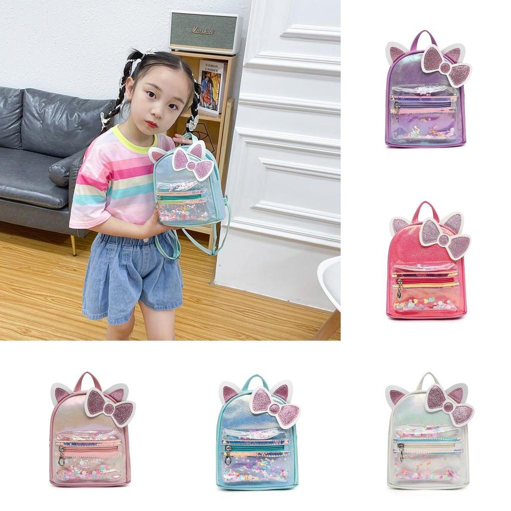 Childrens Cartoon Butterfly Bow Ears Pu Backpack For Kindergarten Daily Use