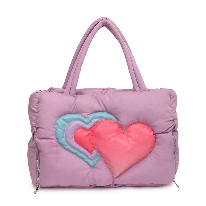 New Peach Heart Cotton Clothing Bag Fashionable Versatile Shoulder Bag Women's Portable Tote Bag Large Capacity Premium Feeling Bag