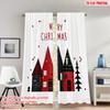 2pcs 2D Flat Printing Fashionable Christmas Curtains Christmas Village Snow Holiday Digital Printed Polyester Drapes Family