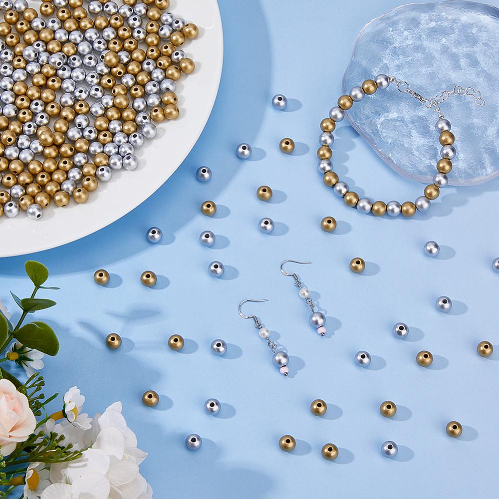 400Pcs 2 Colors Matte Style Spray Painted Acrylic Beads Round Mixed Color 8x7.5mm Hole: 1.8mm 200pcs/color
