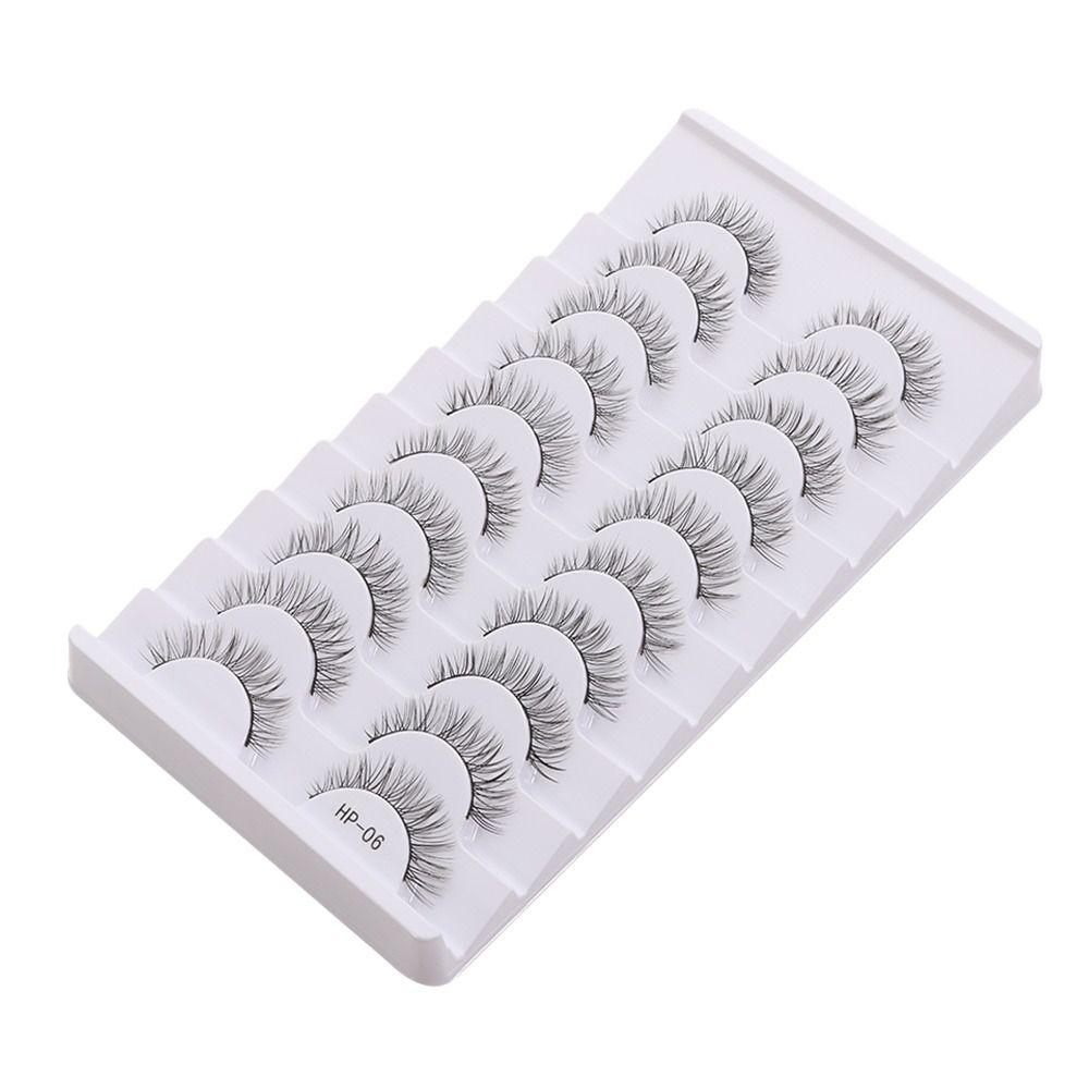 10 Pairs Natural Long 3D Mink Eyelashes Black Stem Fake Lashes False Eyelashes  Eyelash Extension