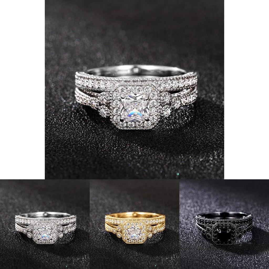 Geometric Timeless Design Womens Ring With Exquisite Zircon Embellishment In Premium White Gold And Gold Finishes Ideal For Any