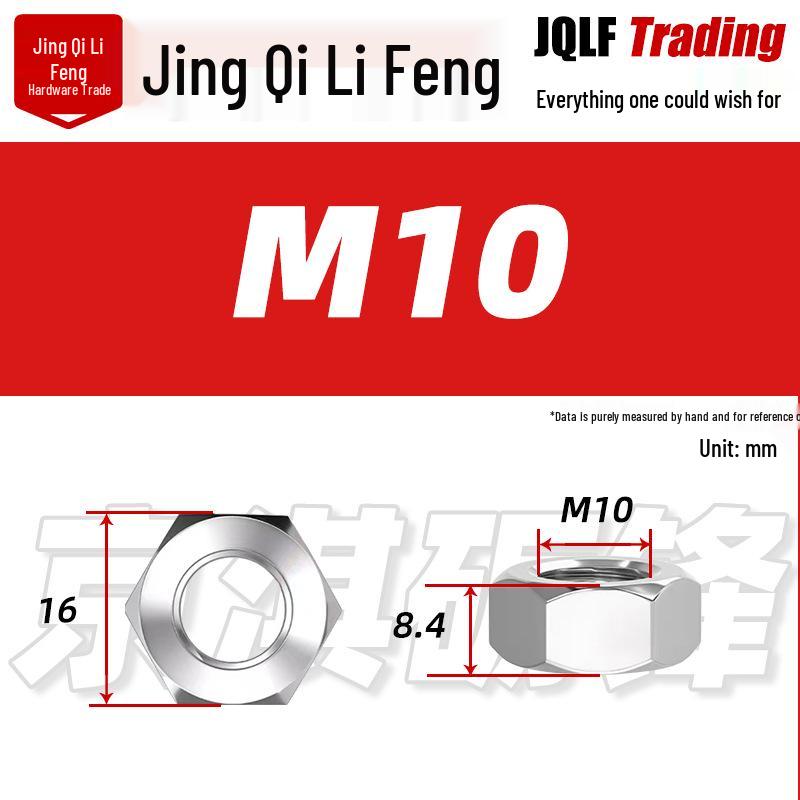 201 Stainless Steel Hex Nut: M3–M56 Fine Thread Thickened Nut