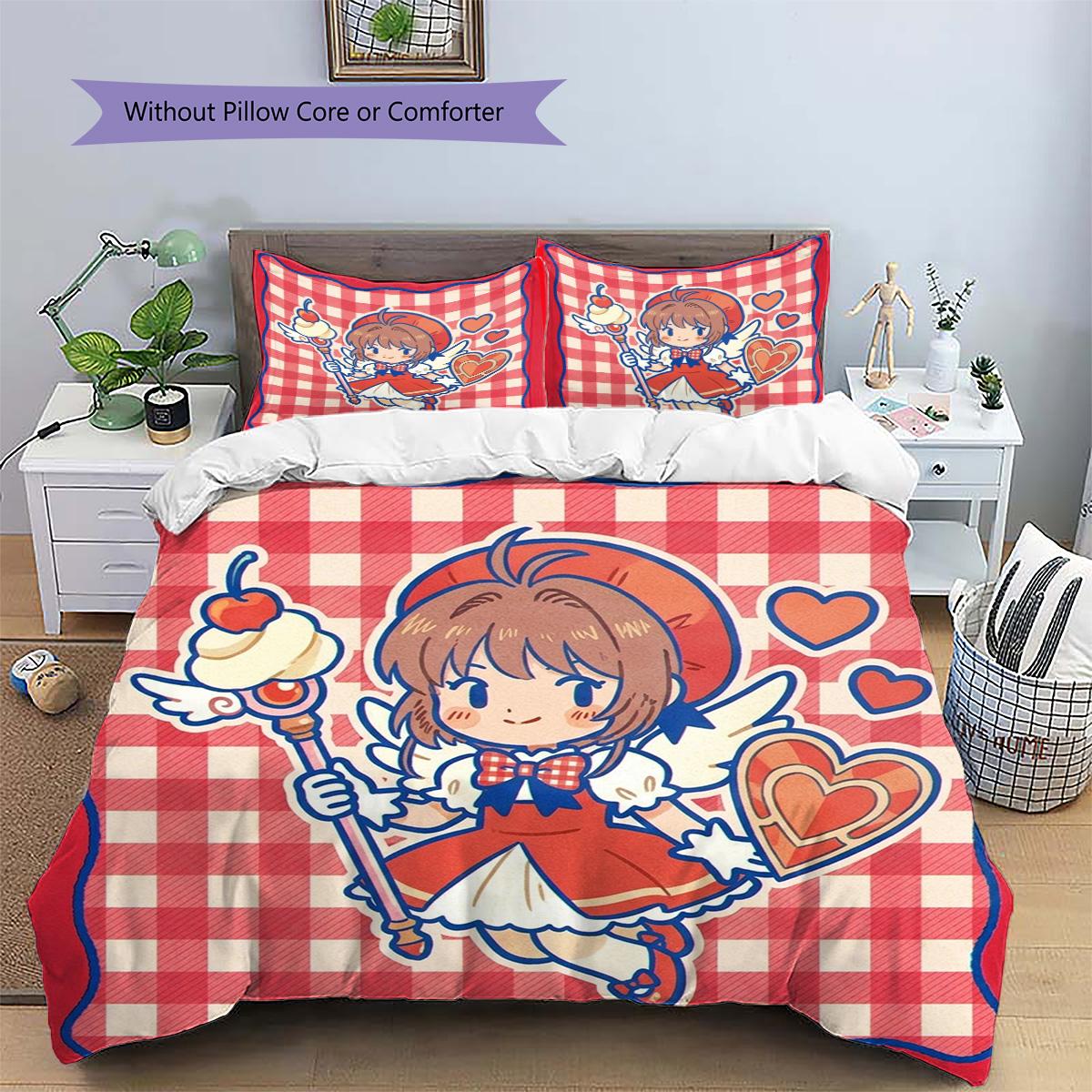 Cardcaptor Sakura Patterned Pillowcase & Duvet Cover Set Fashion Anime Bedding Decor Top Gift for Anime Collectors.-TING 135x200cm