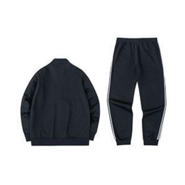 Anta Striped Logo Print Casual Jacket And Sports Long Pants Set Men Jacket, Pants Black White 952248741-2