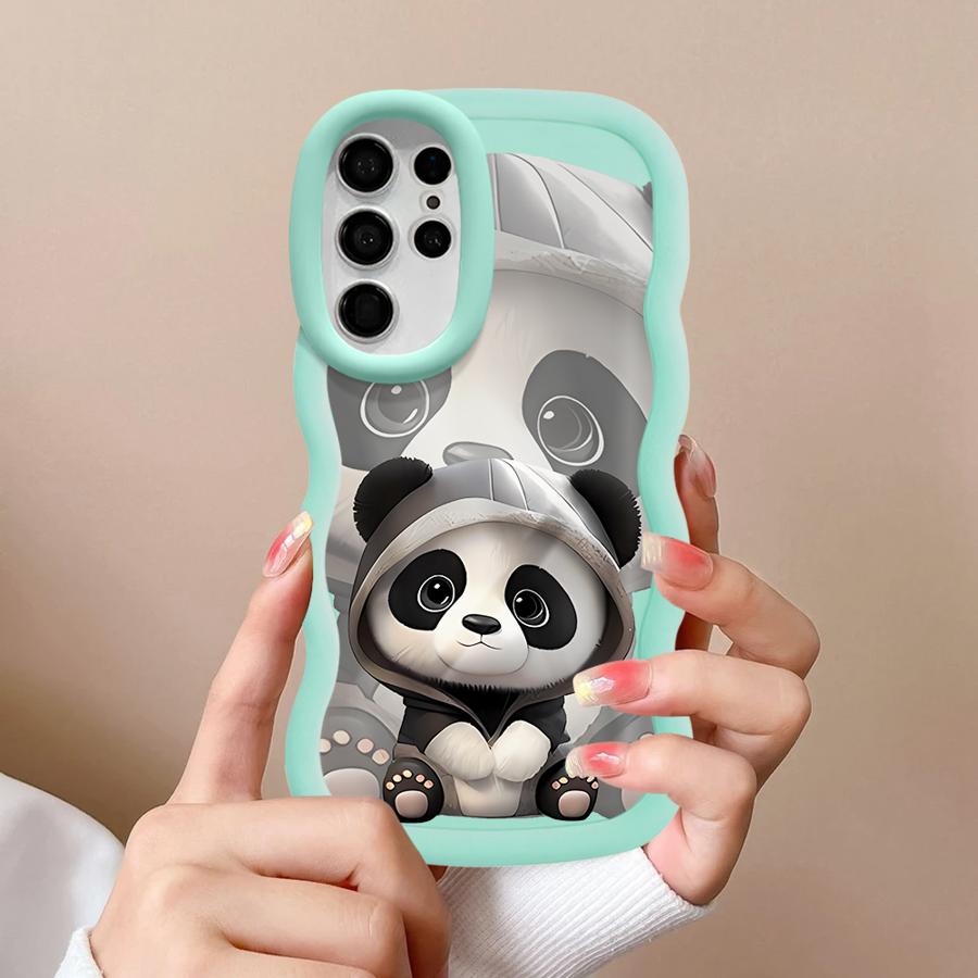 Cute Panda Case for Samsung Galaxy S25 S22 Ultra A26 S23 Plus S21 S20 FE S24 A25 Soft Phone Cover A55 A35 A54 A24 A36 A34