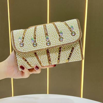 Hand-held Small Square Bag with Rhinestones, Single-shoulder Women's Bag, Cross-body Bag Worn Across The Shoulder