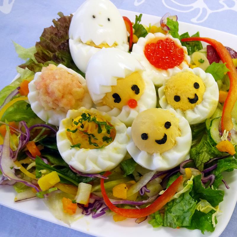 fancy Kitchen Egg Cutter Hard Boiled Egg Cut Flower Mold Engraved Shape Divider Cut  Flower Shaper Kitchen Accessories