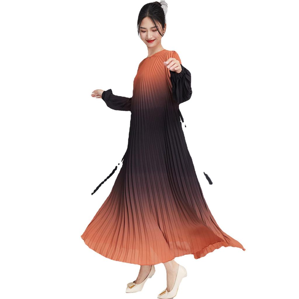 European & American Gradient Elegant Evening Dress: Loose, Tie-up Slimming Long Skirt for Women