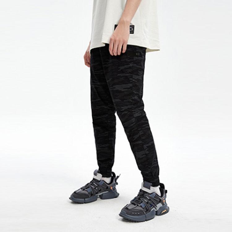 Li Ning BADFIVE Gestrickte Jogginghose Herren Schwarz Camouflage AKXQ123-3