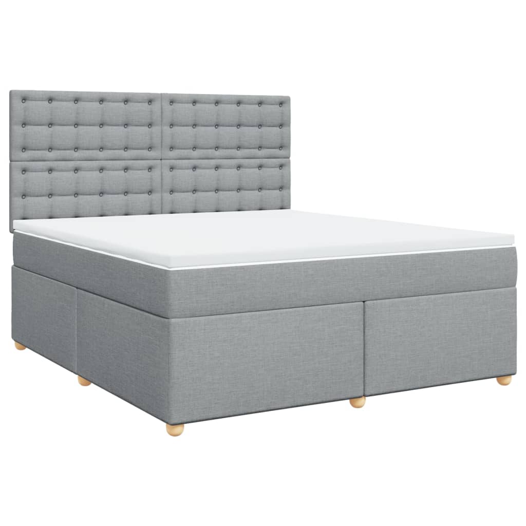 Vidaxl Letto Continentale Con Materasso, Grigio Chiaro, Tessuto, 180X200Cm