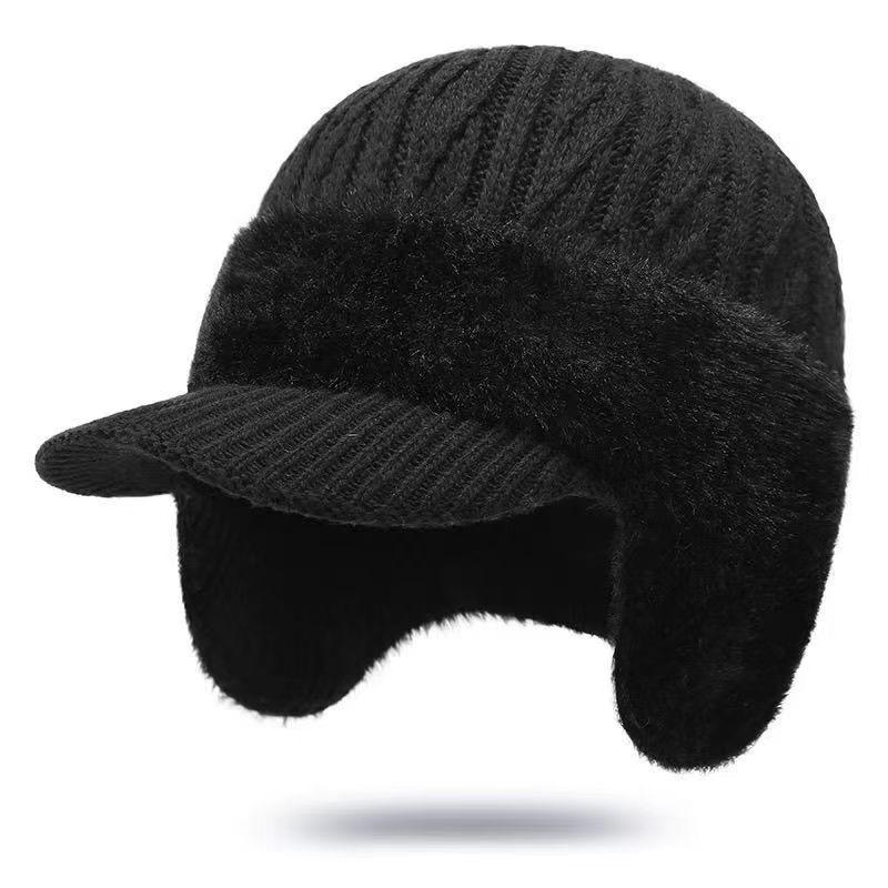 New Outdoor Winter Plush Knit Baseball Cap Men Fashionable Dad Hat With Ear Protection