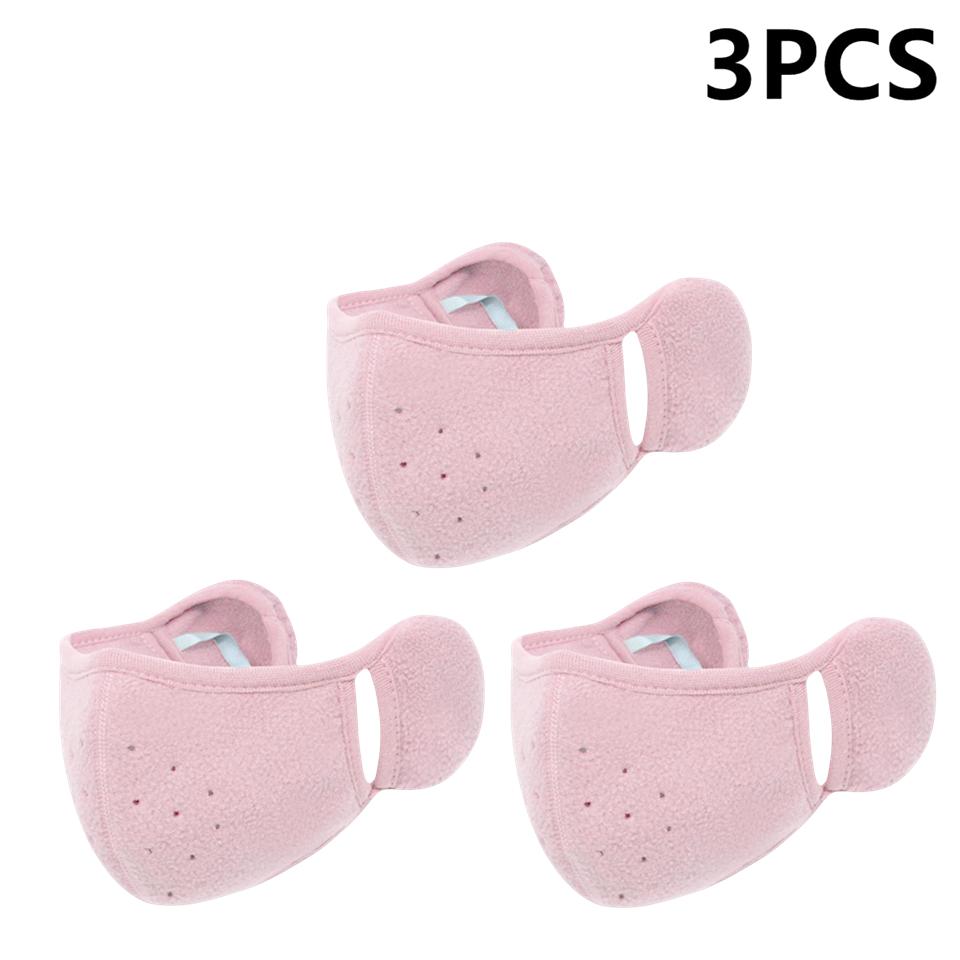 3Pcs Winter Warm Face Mask Cold-Proof Breathable Earmuff Windproof 3D Polar Fleece Half Face Cover Cycle Riding Mask