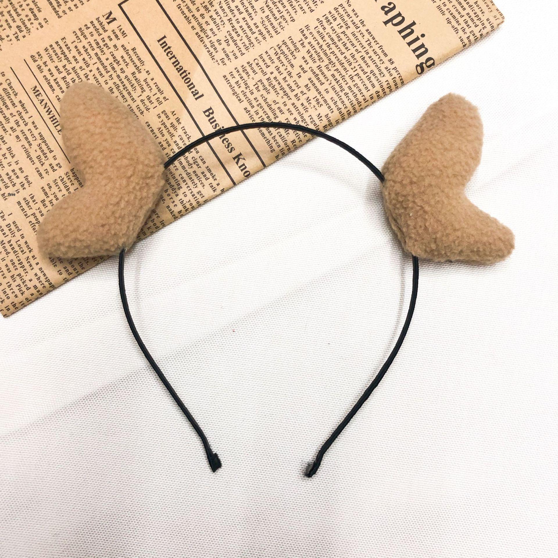 

Милая плюшевая повязка на голову с рогами - Забавная заколка для волос в виде животного для детского рождественского выступления хаки