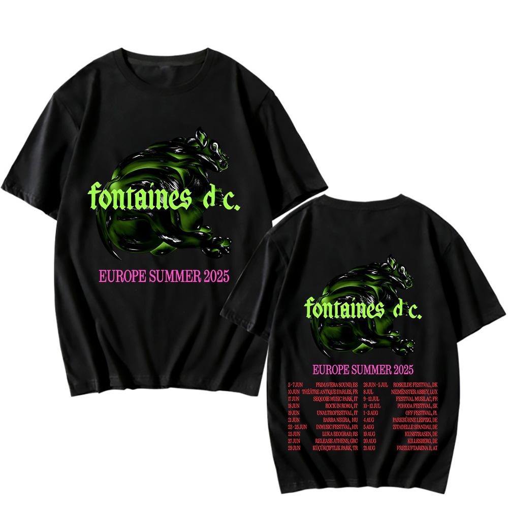 Fontaines DC Europe Summer Tour 2025 T-shirts Pop Short Sleeve Cotton Tshirts Fashion Tops Unisex Oversized Trend Tees